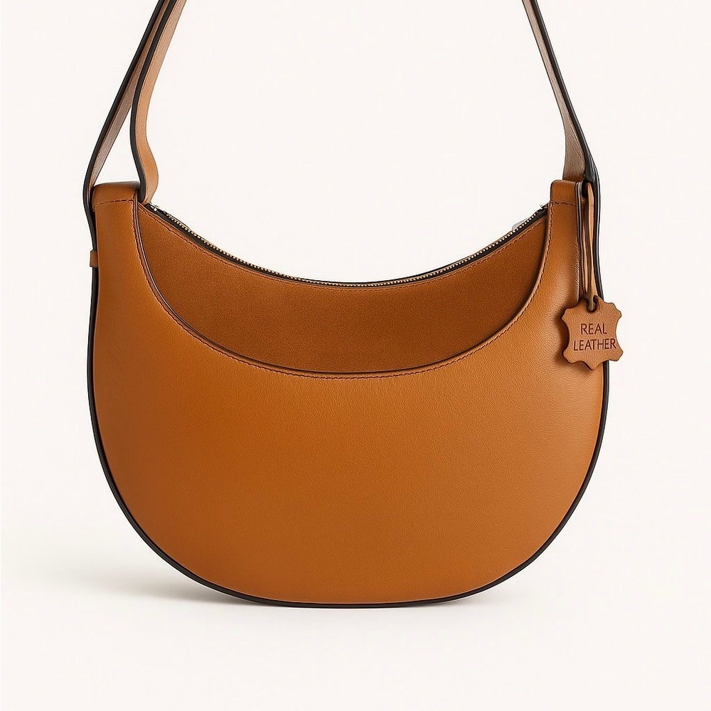 Brown Original Leather Shoulder Bag - Brand new custom made. - Picture 3 of 9
